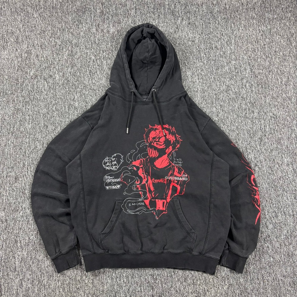 Grunge Corpse Husband Miss You Anime Goth Skater Heavyweight Hoodie Black Large